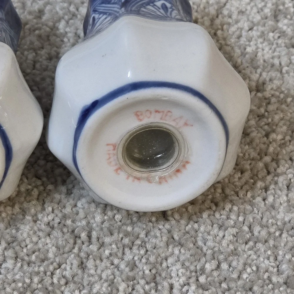 Vintage Bombay Blue And White Porcelain Salt And‎ Pepper Shakers